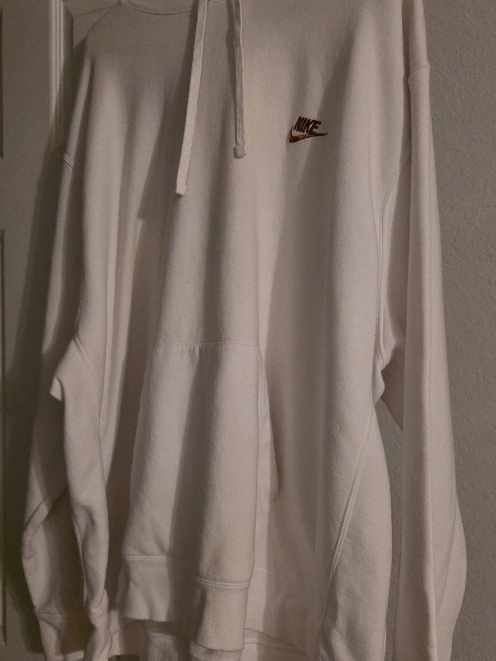 Nike Men's Cream Pullover Hoodie with Small Brown Logo